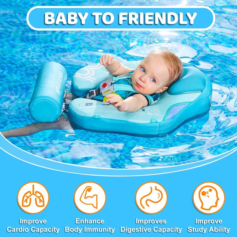 28°C Mambobaby Baby Float with Canopy & Tail Non-Inflatable Baby Swim Float Upgrade Soft Infant Pool Float Sun Protection Newborn Pool Float 3-24 Months Skin-Friendly Material for Toddler Boys Girls - Image 4
